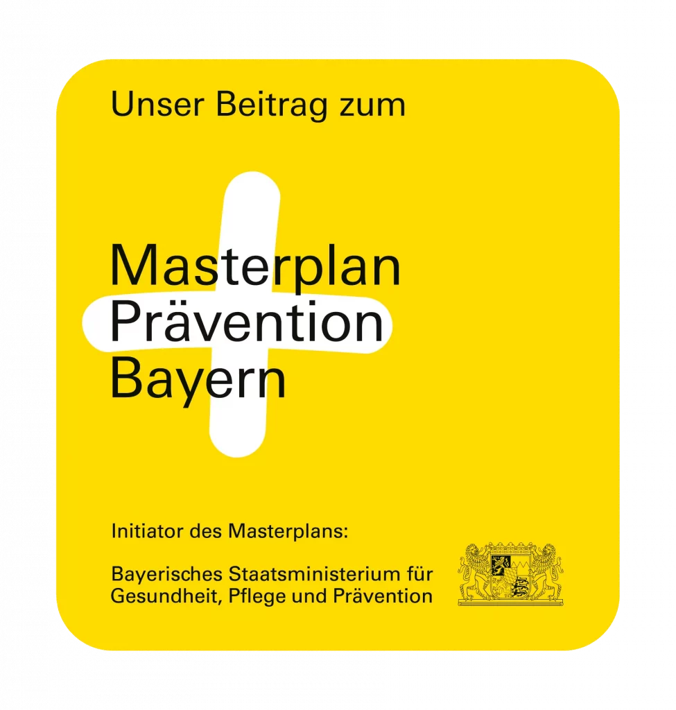 Logo "Masterplan Prävention Bayern" des Bayerischen Staatsministerium für Gesundheit, Pflege und Prävention